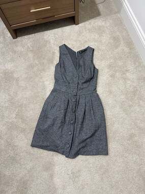 Zara Trafaluc Grey Button-Front Sleeveless Mini Dress Size S